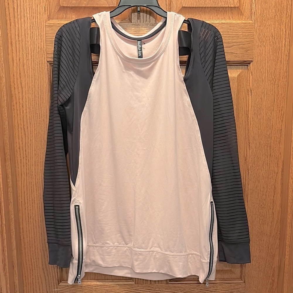Lukka Lux Black and Light Pink Long Sleeve Top